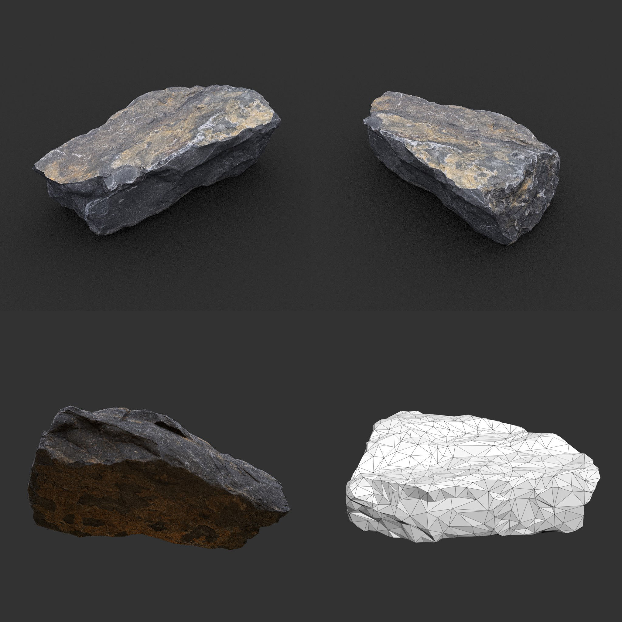 Gray Sharp Rock 220803 Photogrammetry - Ultra HD 16K Textures Low-poly 3D model_10