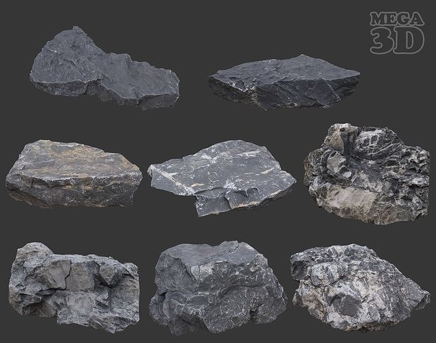 Gray Sharp Rock 220803 Photogrammetry - Ultra HD 16K Textures Low-poly 3D model