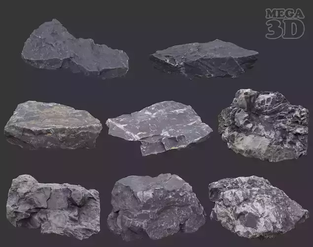 Gray Sharp Rock 220803 Photogrammetry - Ultra HD 16K Textures Low-poly 3D model