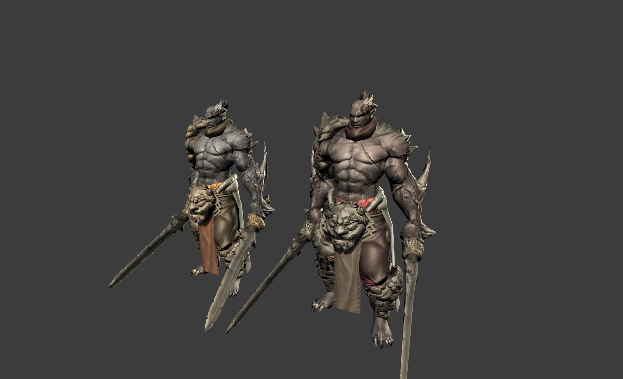 Demon Mutant Sword Master Low-poly 3D model_9