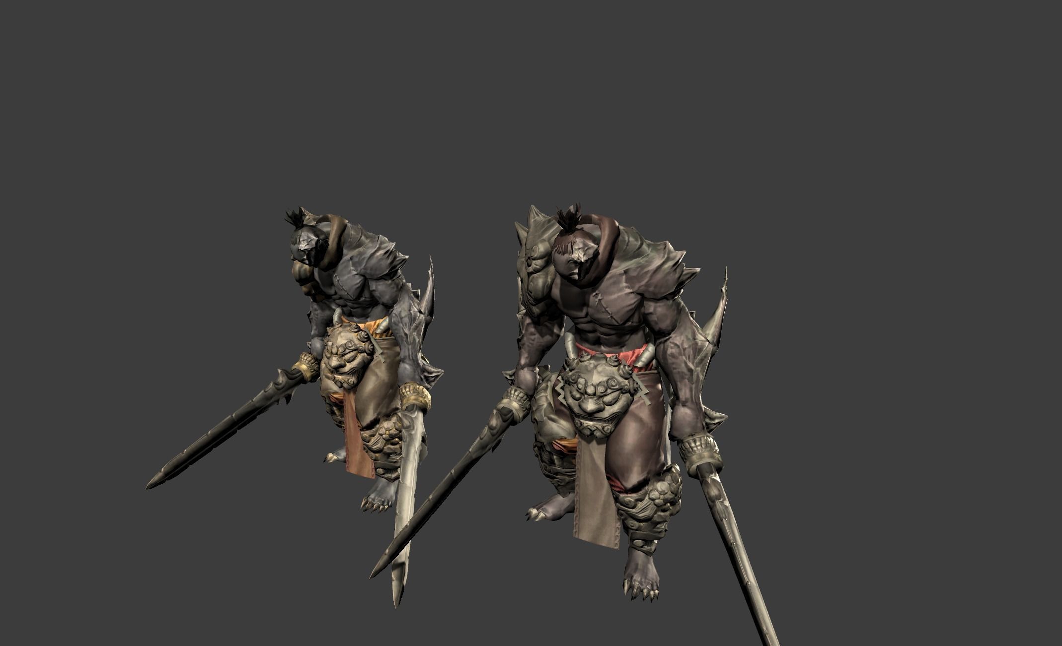 Demon Mutant Sword Master Low-poly 3D model_10