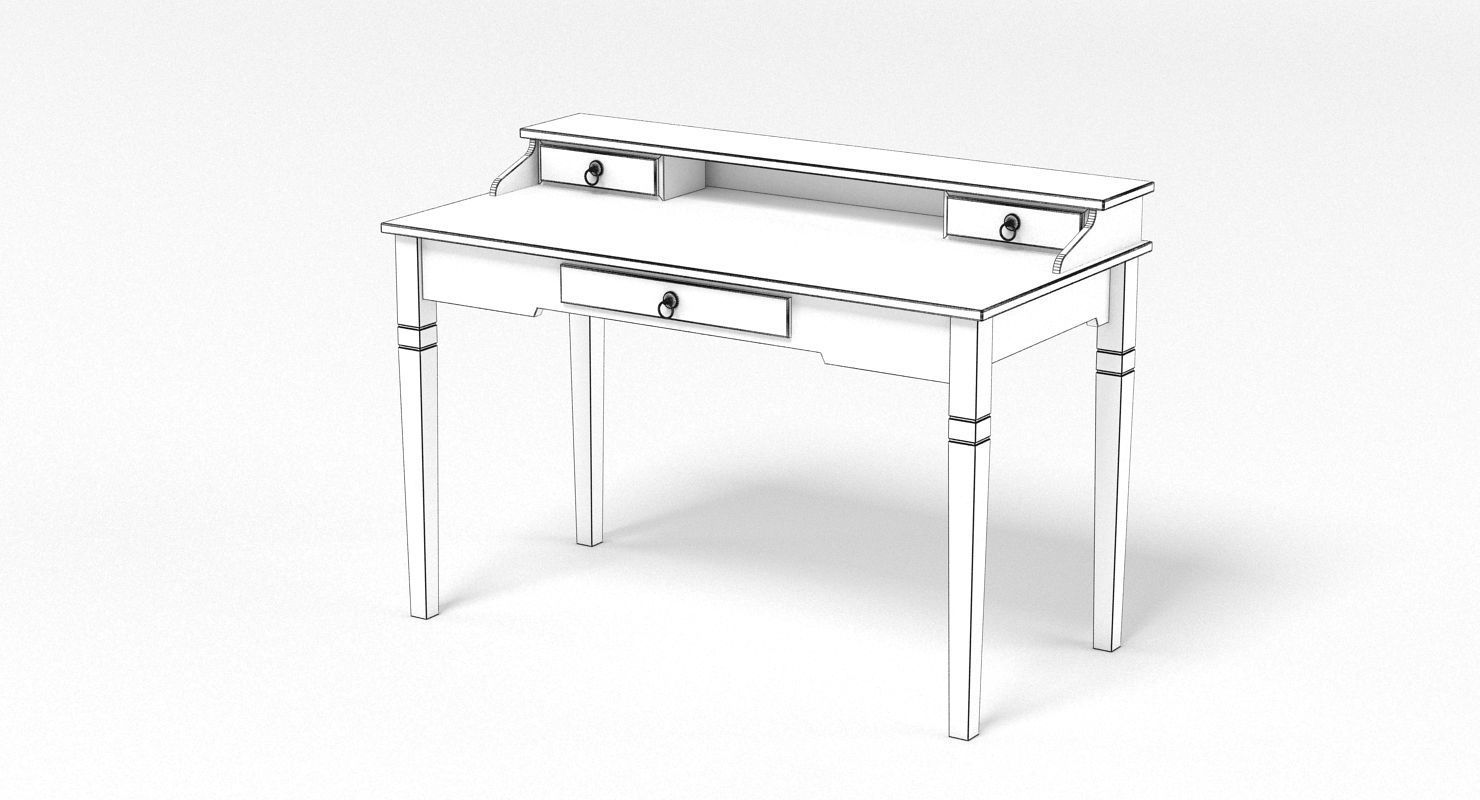 Writing Desk Bureau Low-poly 3D model_5