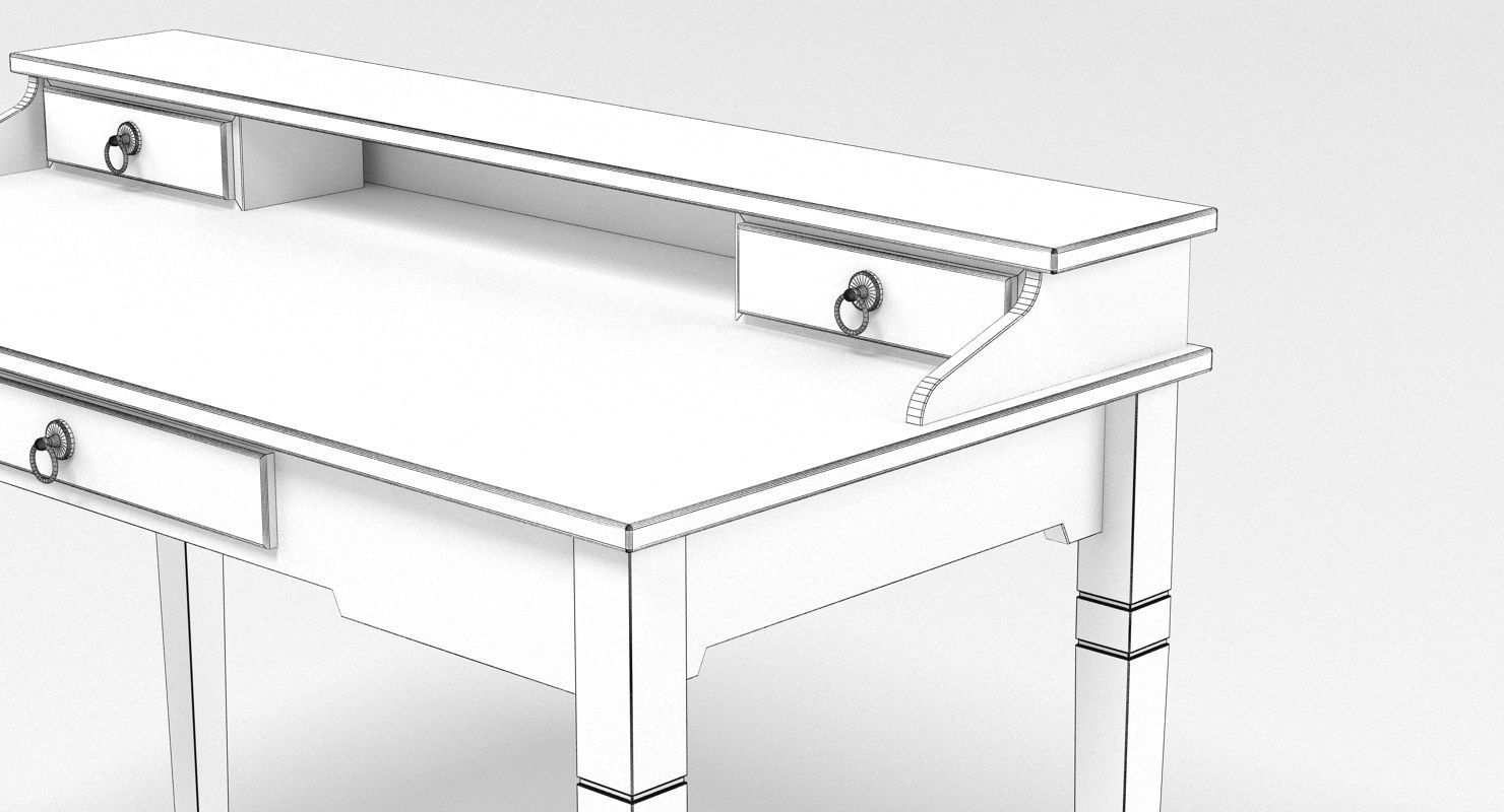 Writing Desk Bureau Low-poly 3D model_7