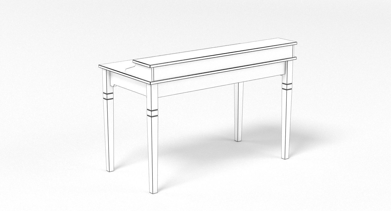Writing Desk Bureau Low-poly 3D model_8