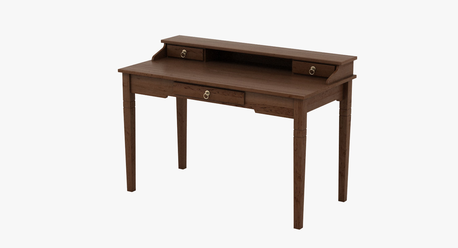 Writing Desk Bureau Low-poly 3D model_9