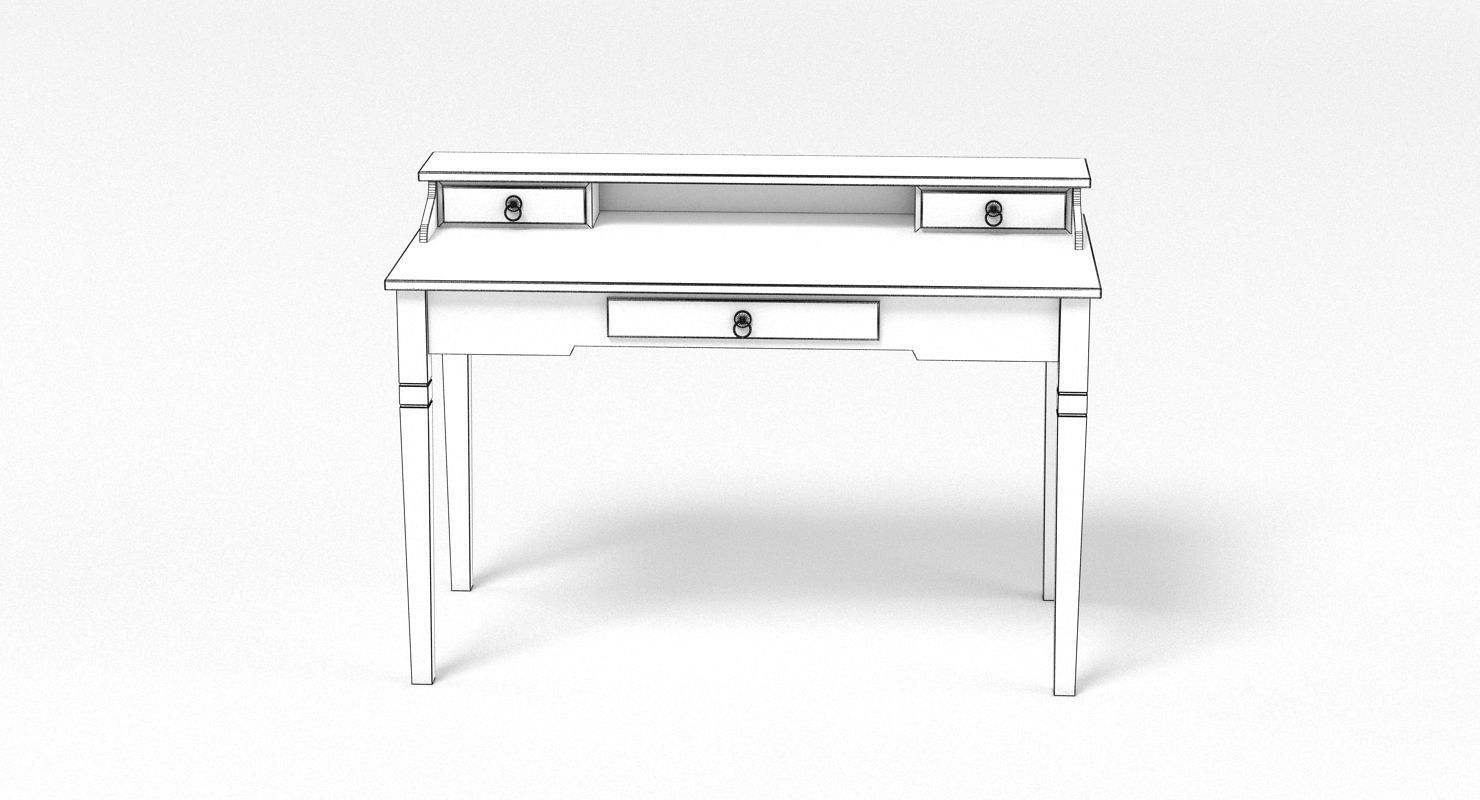 Writing Desk Bureau Low-poly 3D model_6