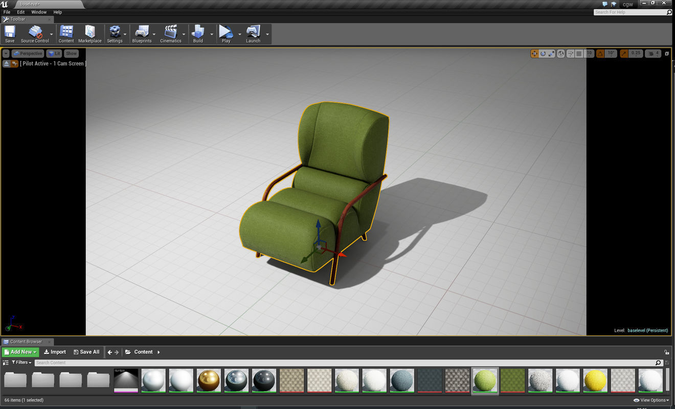 Papa Chair UE4 Low-poly 3D model_3