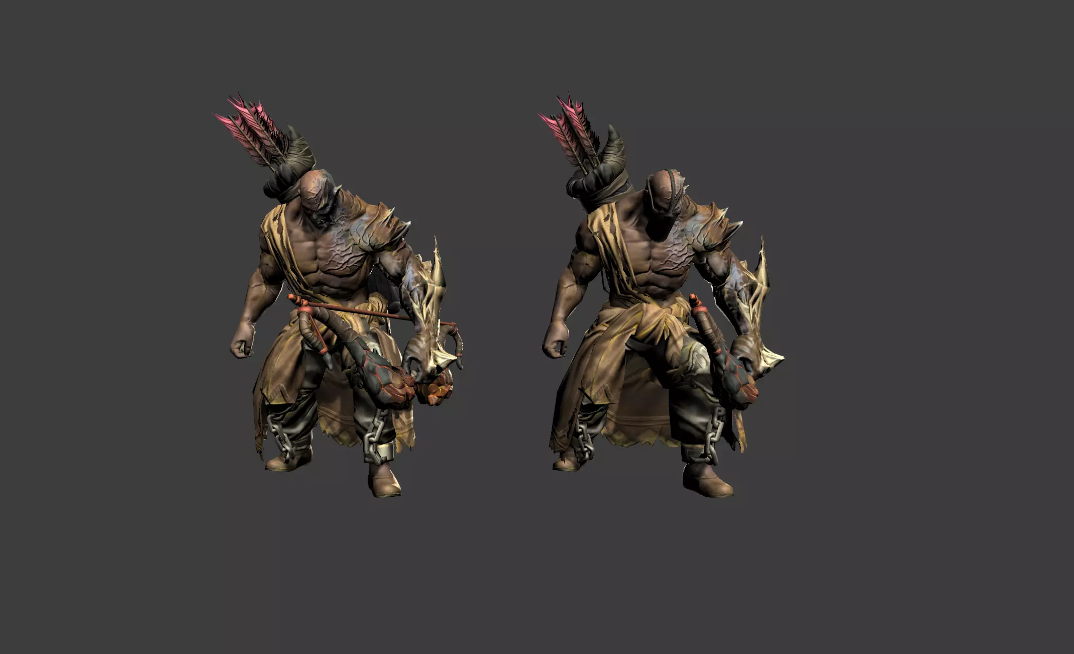 Demon Mutant Archer Low-poly 3D model_0