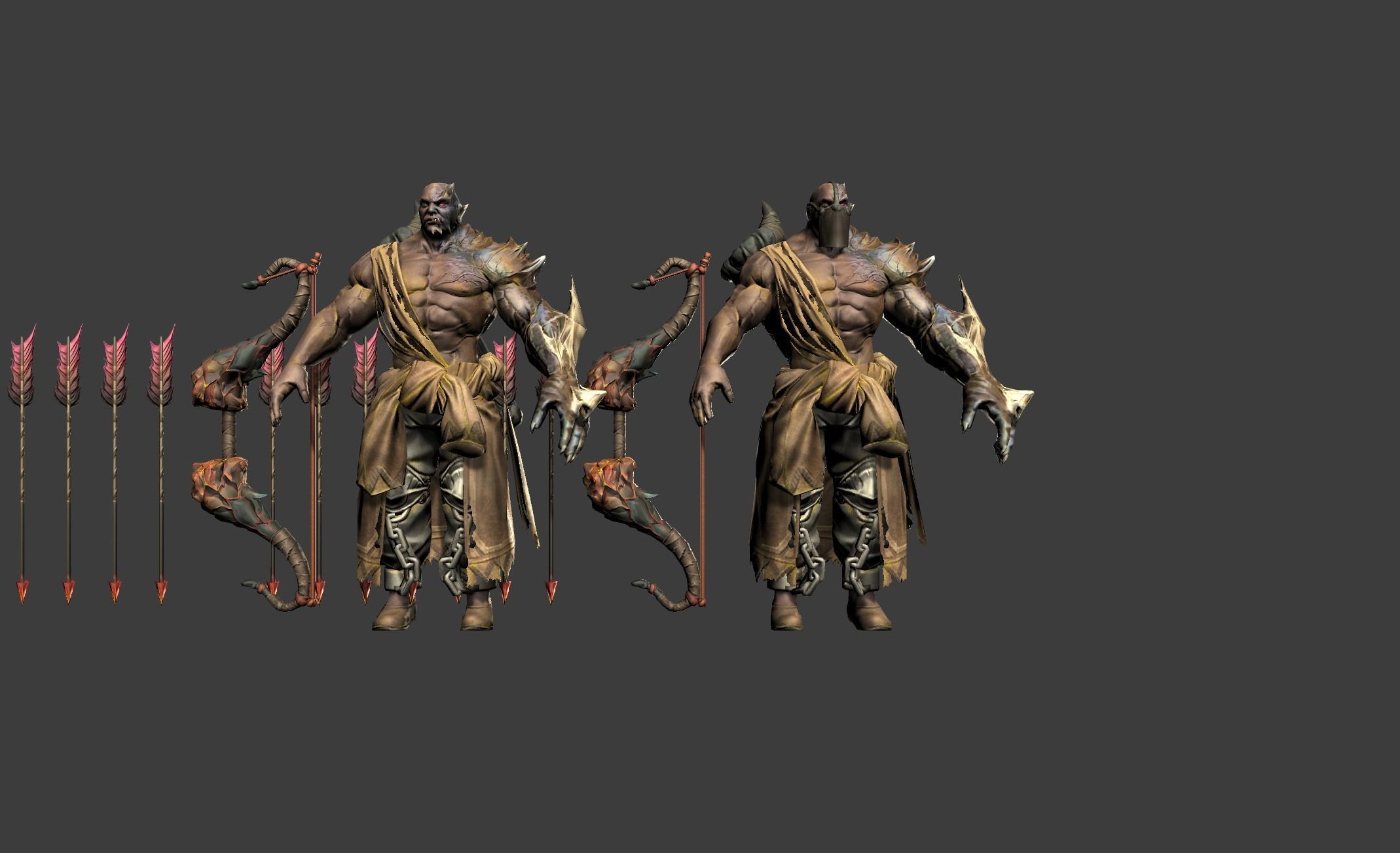 Demon Mutant Archer Low-poly 3D model_8