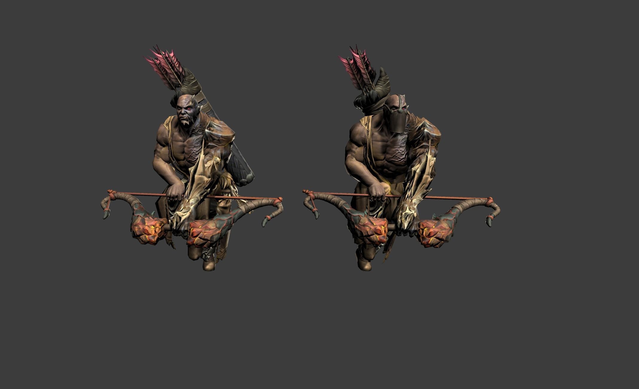 Demon Mutant Archer Low-poly 3D model_10