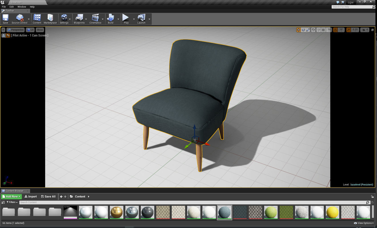 Cocktail Chair Northmore Major UE4 Low-poly 3D model_3