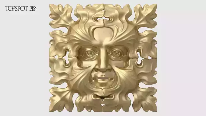 Green Man Square Rosette 