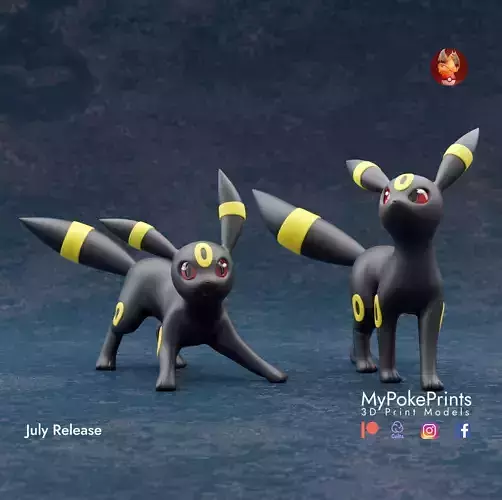 UMBREON 2 POSES - PRE-SUPPORTED EEVEELUTION POKEMON 3D print model