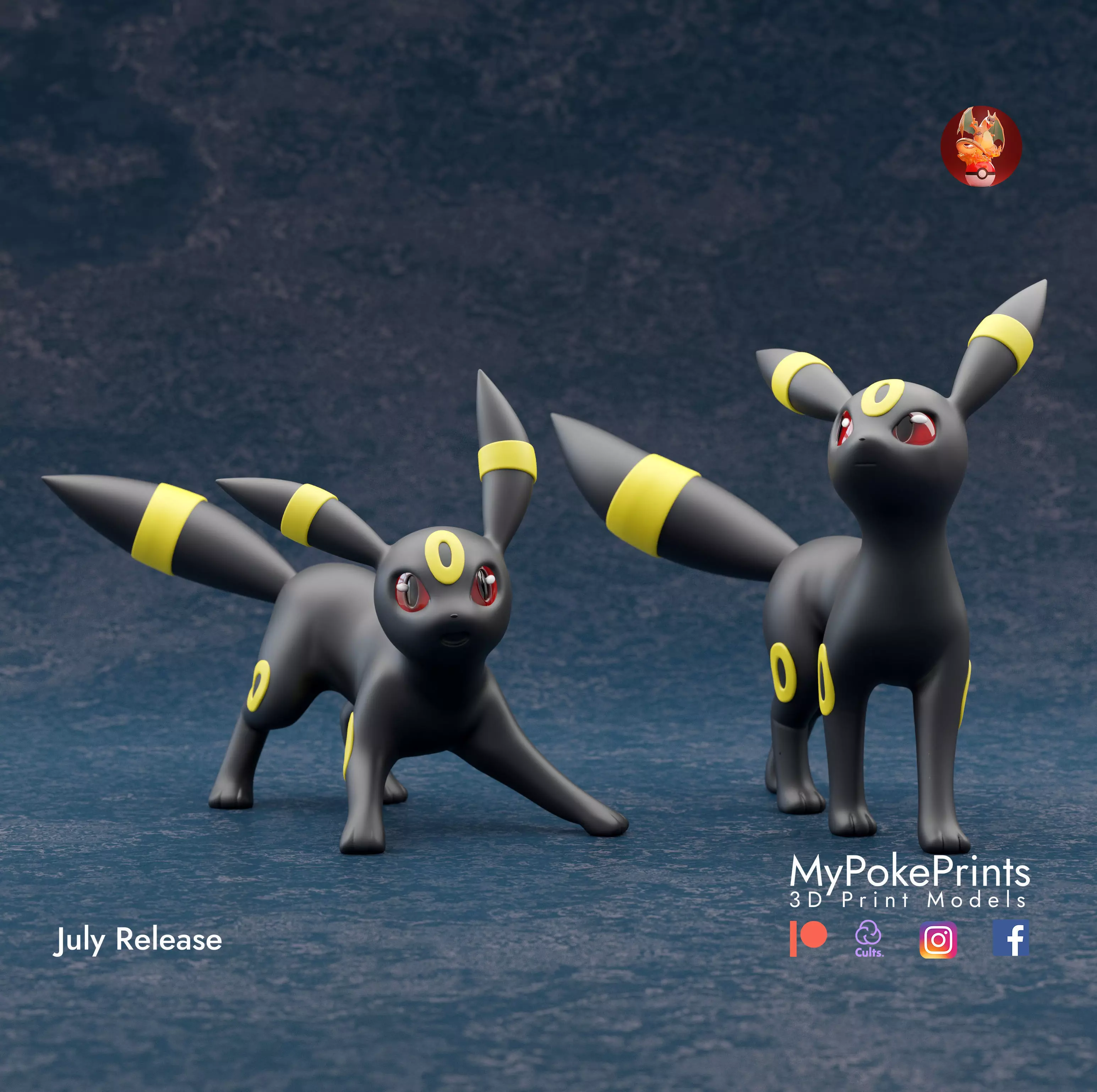 UMBREON 2 POSES - PRE-SUPPORTED EEVEELUTION POKEMON 3D print model_0