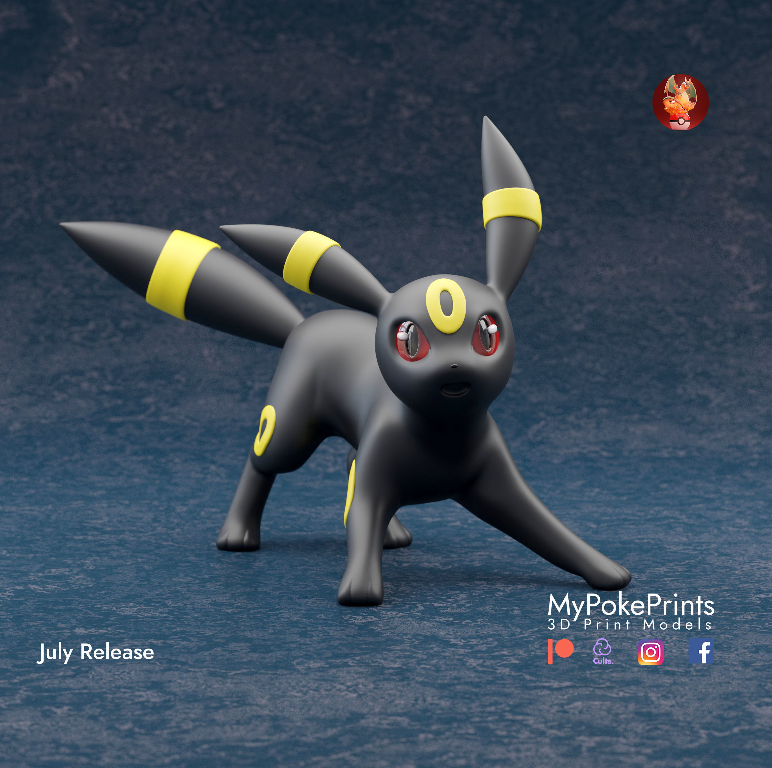 UMBREON 2 POSES - PRE-SUPPORTED EEVEELUTION POKEMON 3D print model_3