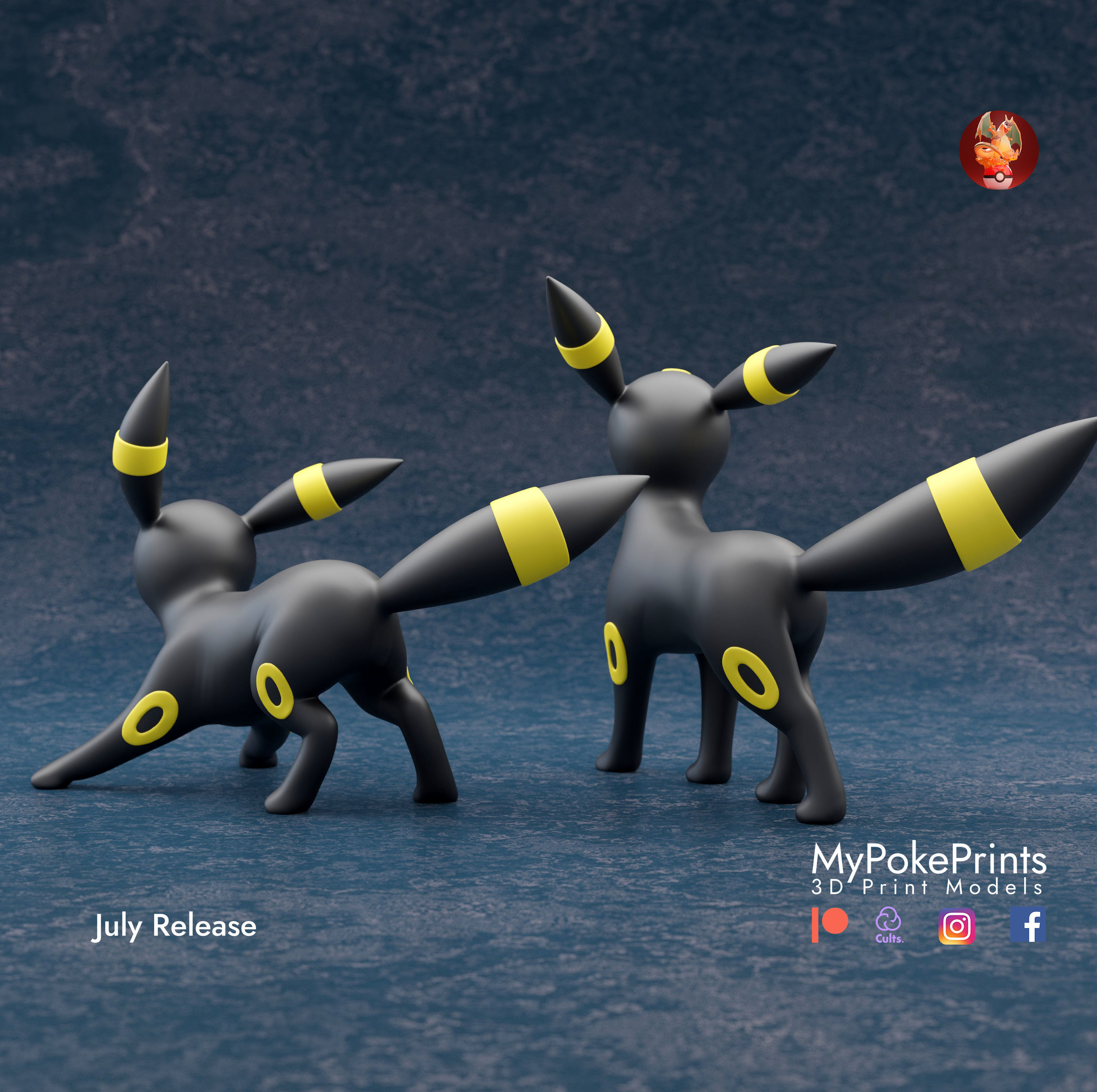 UMBREON 2 POSES - PRE-SUPPORTED EEVEELUTION POKEMON 3D print model_1
