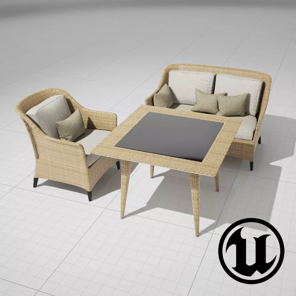 Dedon Summerland Set Beige UE4 3D model