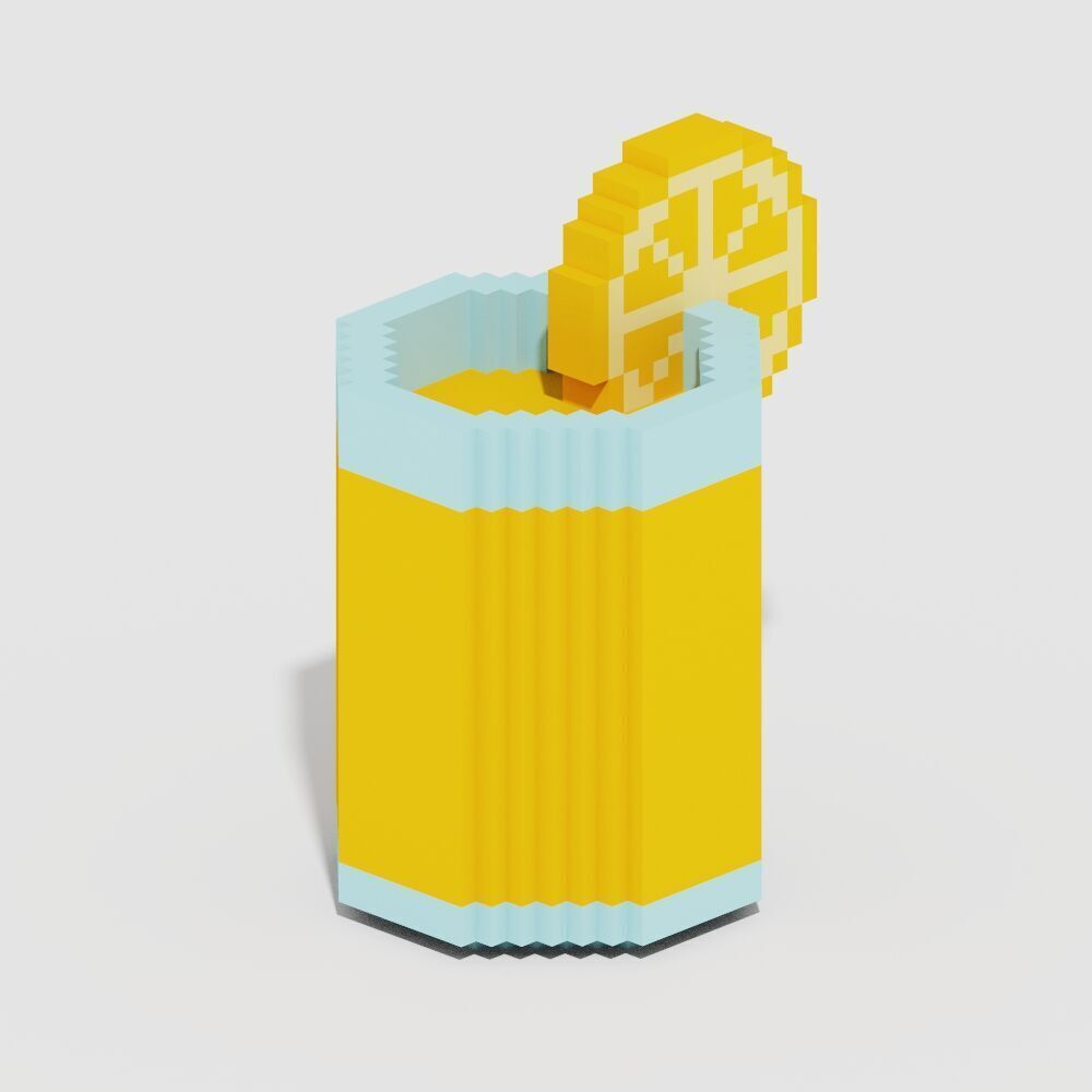 Voxel Beverages 17 Items Low-poly 3D model_11