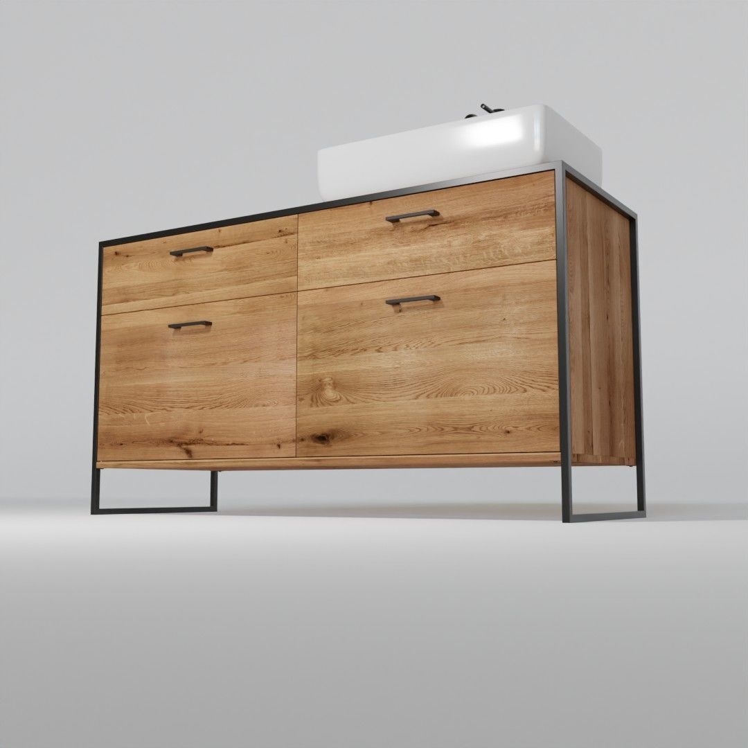 Bathroom cabinet with sink 3D model_3