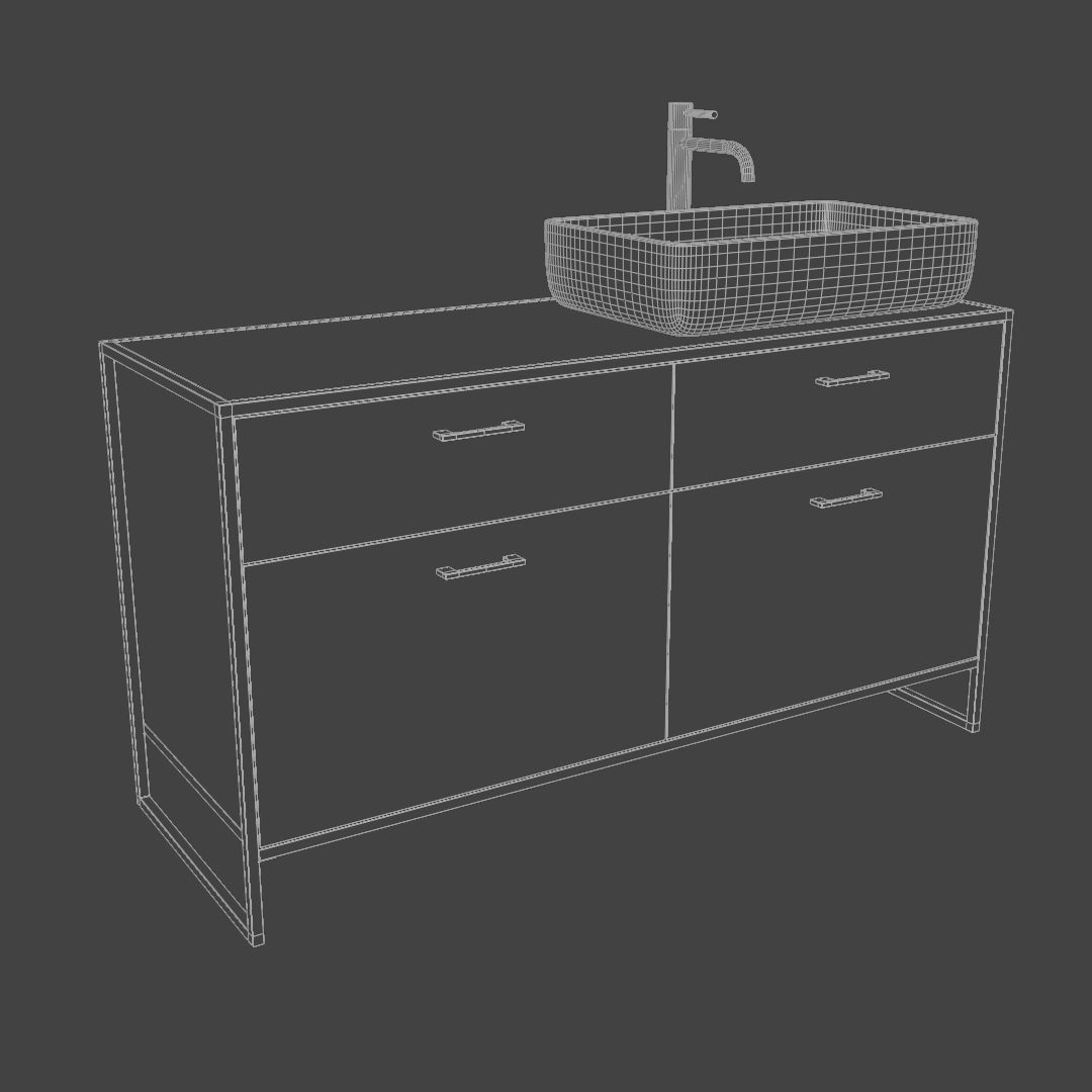 Bathroom cabinet with sink 3D model_4