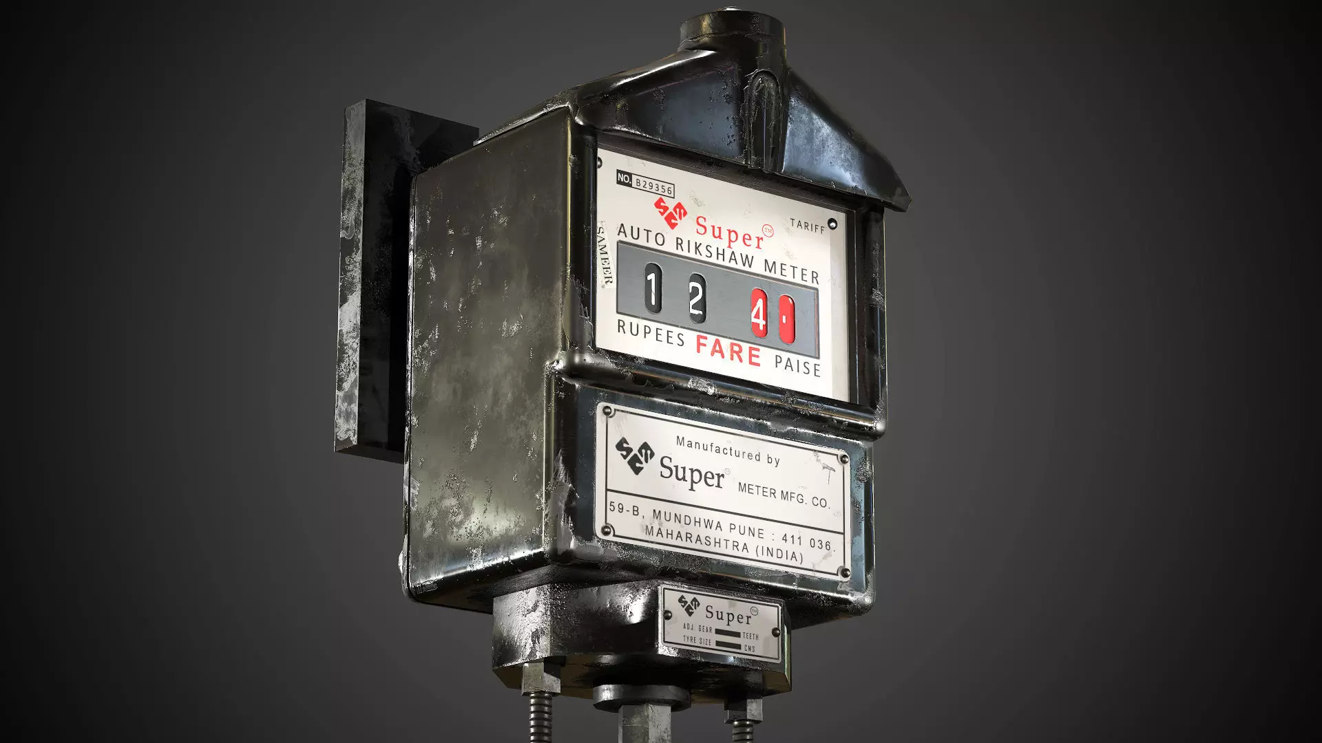 Realistic Rikshaw Meter - Game Prop PBR Low-poly 3D model_0