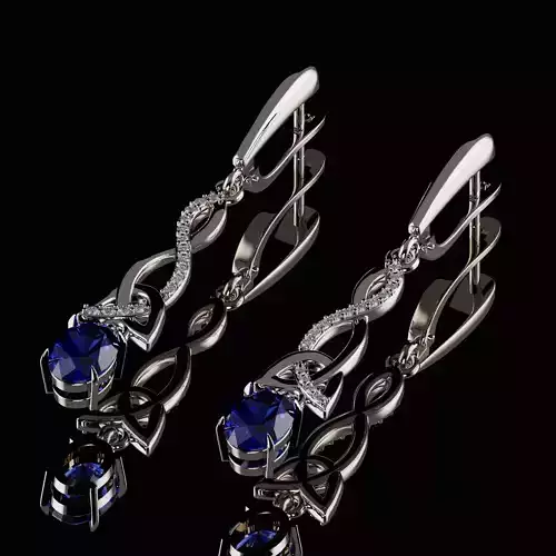 Earring Diamond and  sapphire