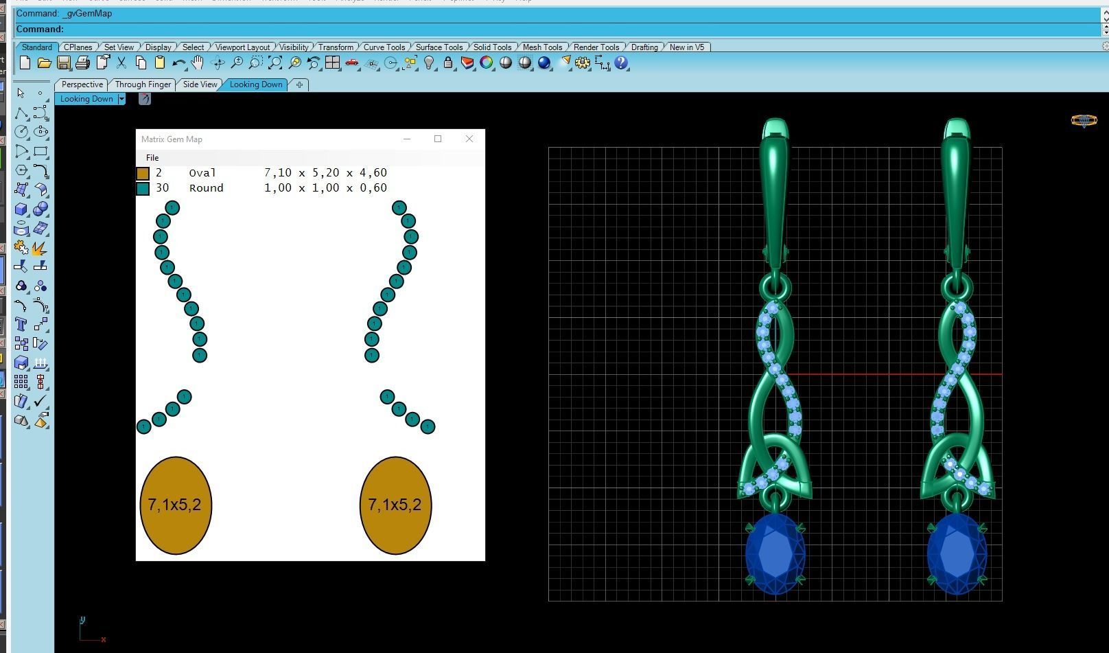 Earring Diamond and  sapphire 3D print model_3