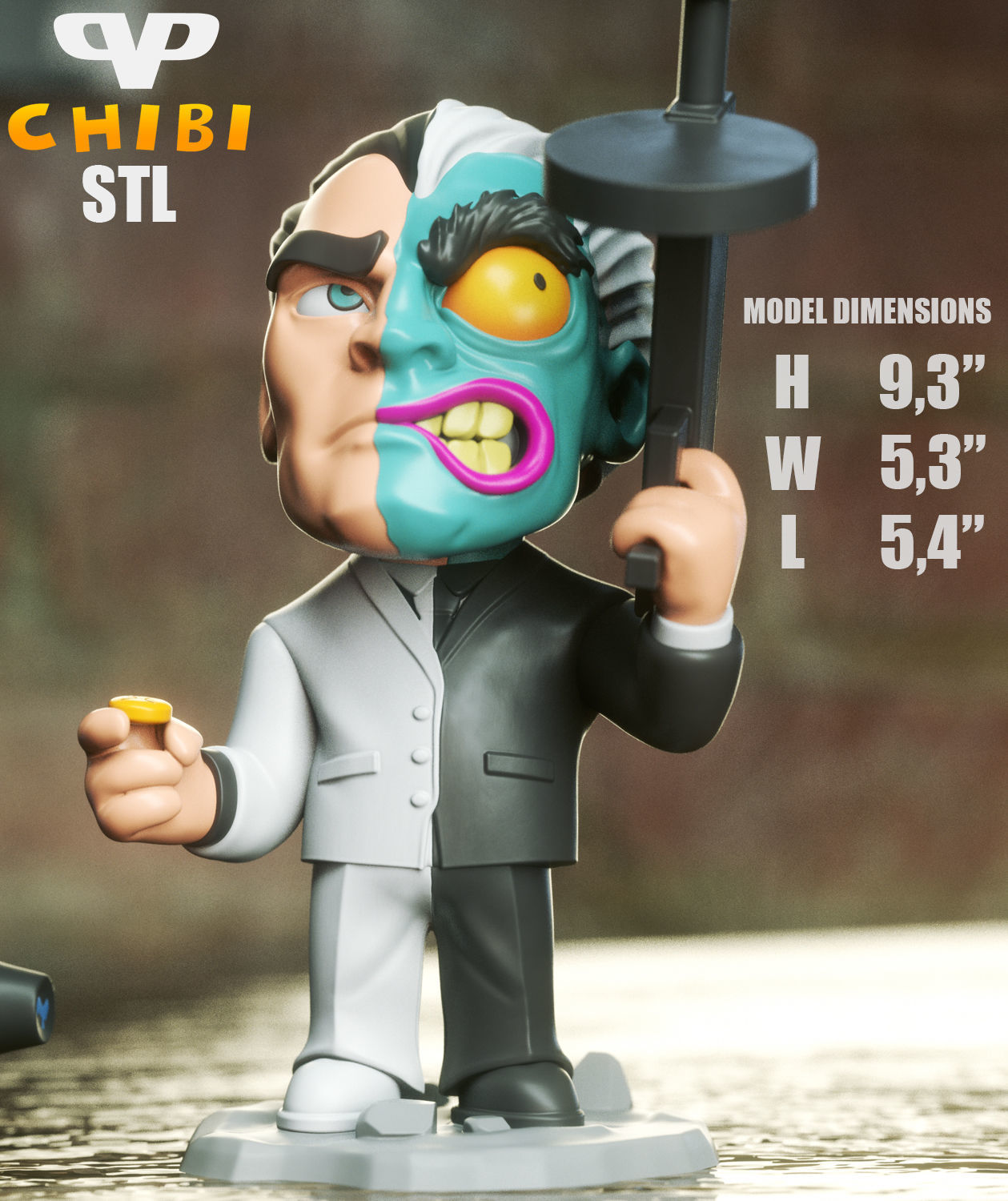 Two Face Chibi STL for 3D Printing ChibiSTL 3DXM 3D print model_2