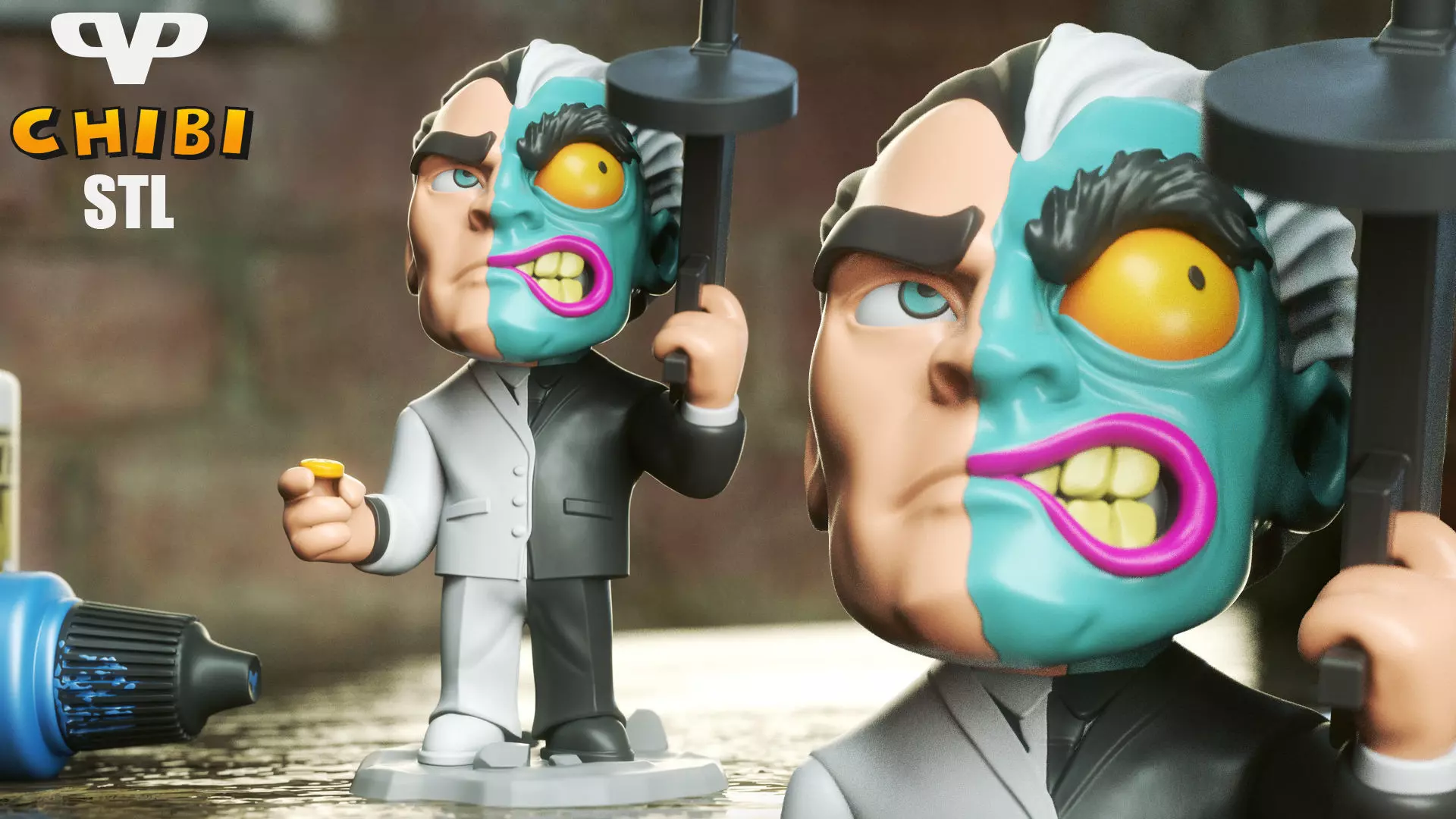 Two Face Chibi STL for 3D Printing ChibiSTL 3DXM 3D print model_0