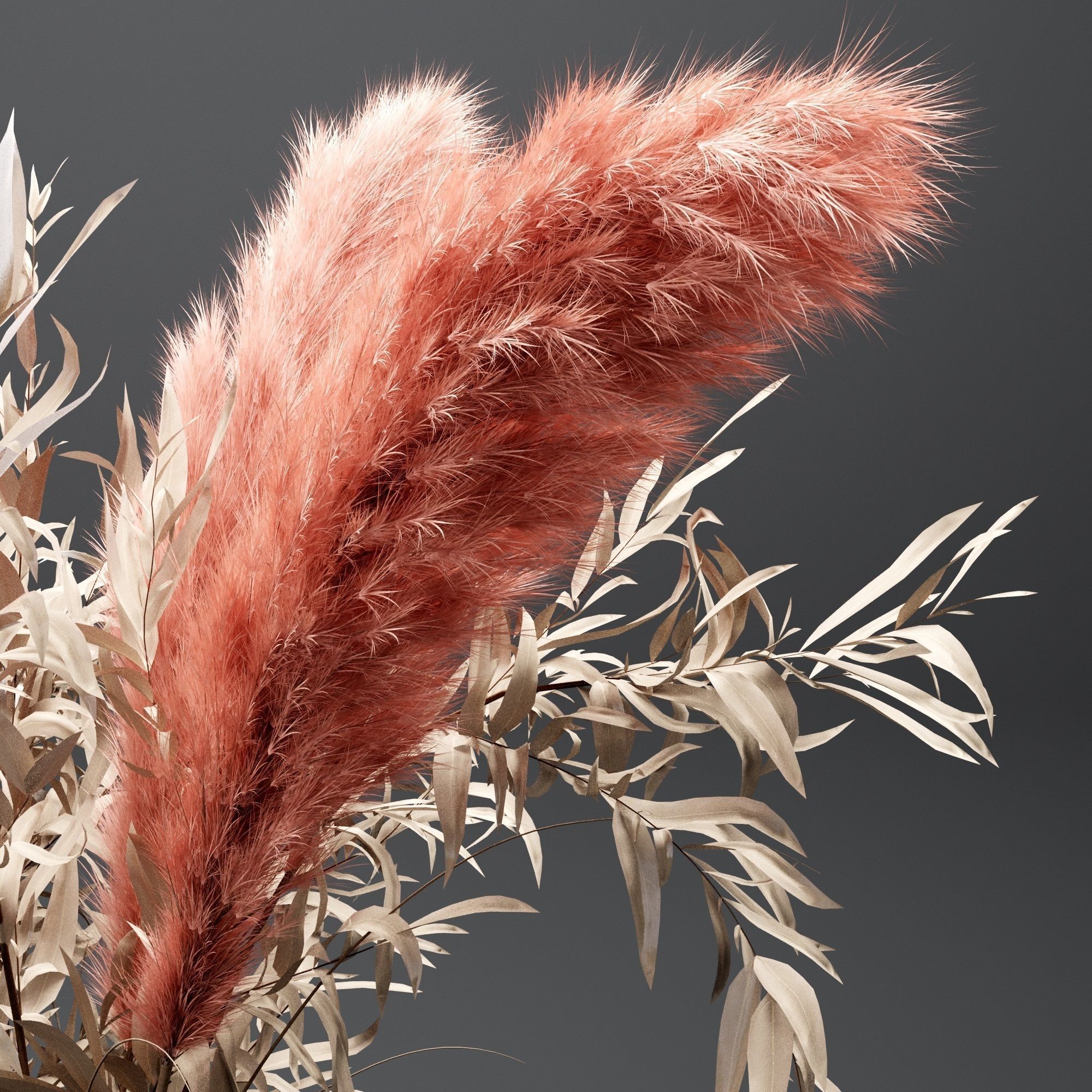  Bouquet dry pampas and Eucalyptus 3D model_3