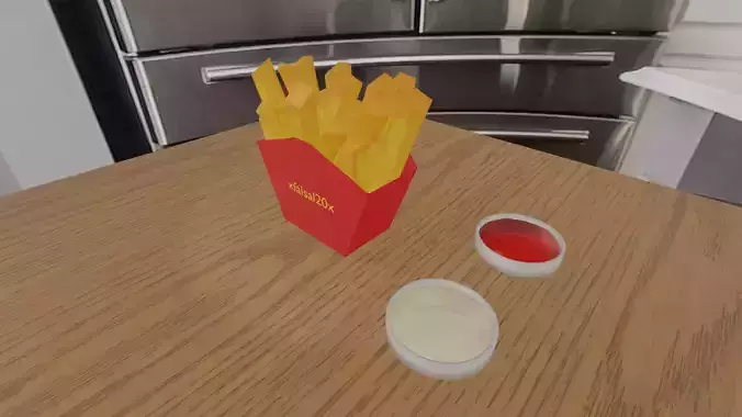 potato french fries in kitchen 3D model