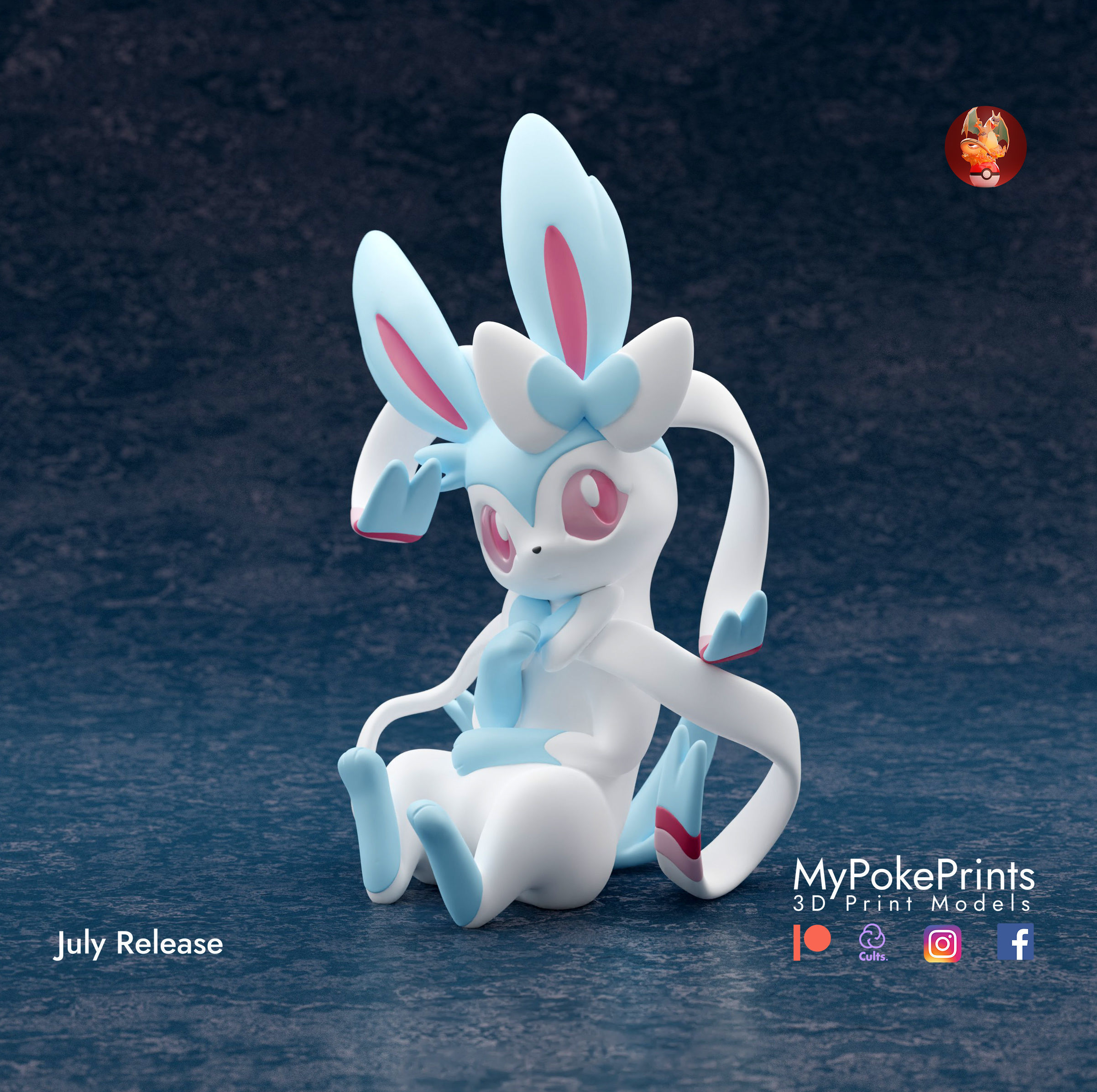 SYLVEON 2 POSES - PRE-SUPPORTED EEVEELUTION POKEMON 3D print model_1