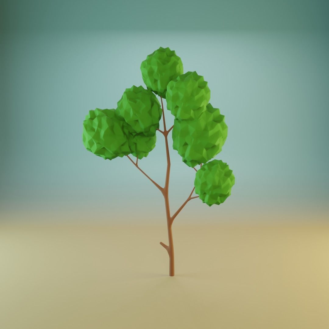 Trees set Low-poly tree with leaves Free low-poly 3D model_3