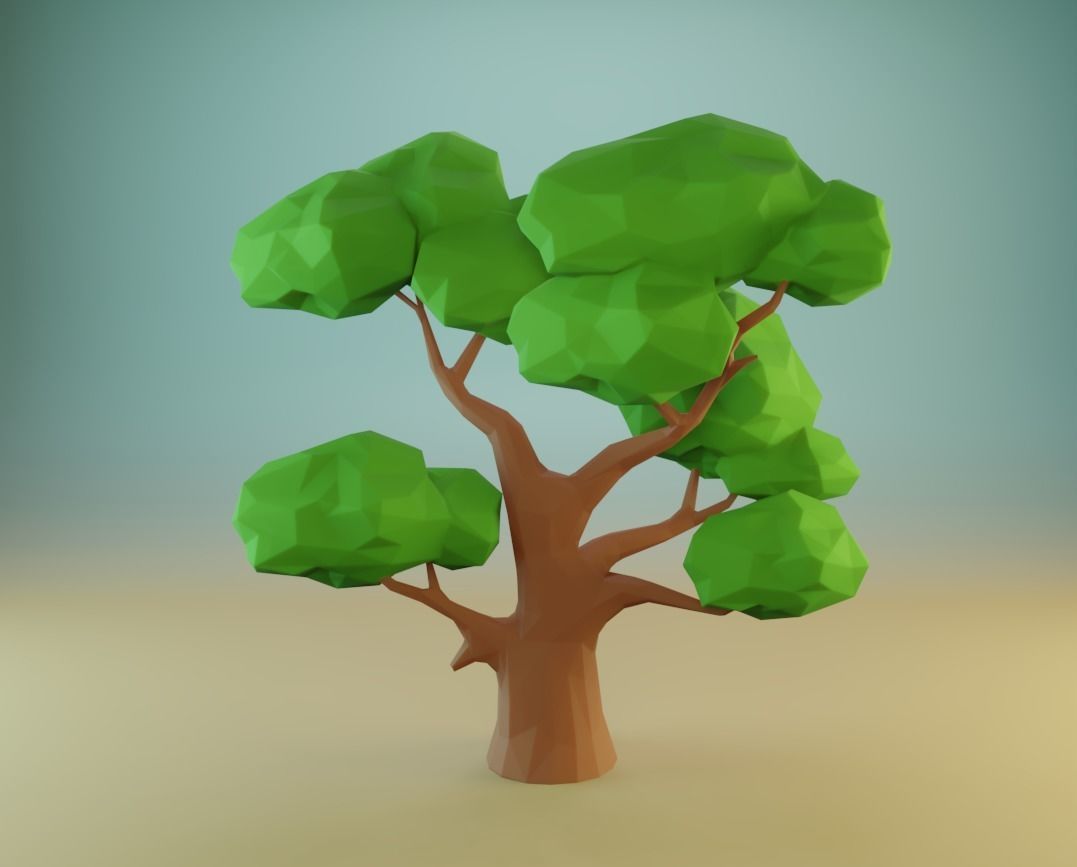 Trees set Low-poly tree with leaves Free low-poly 3D model_4