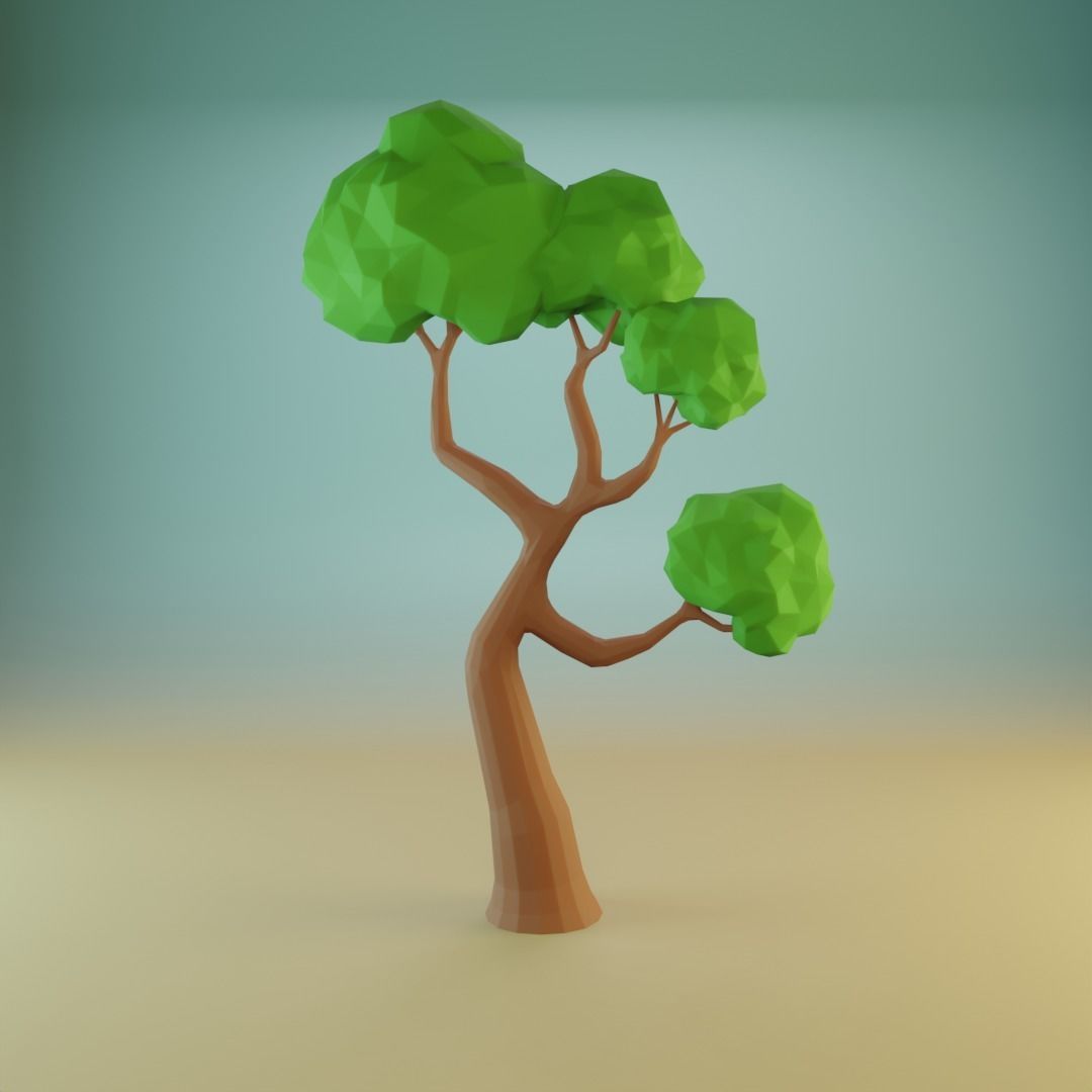Trees set Low-poly tree with leaves Free low-poly 3D model_5