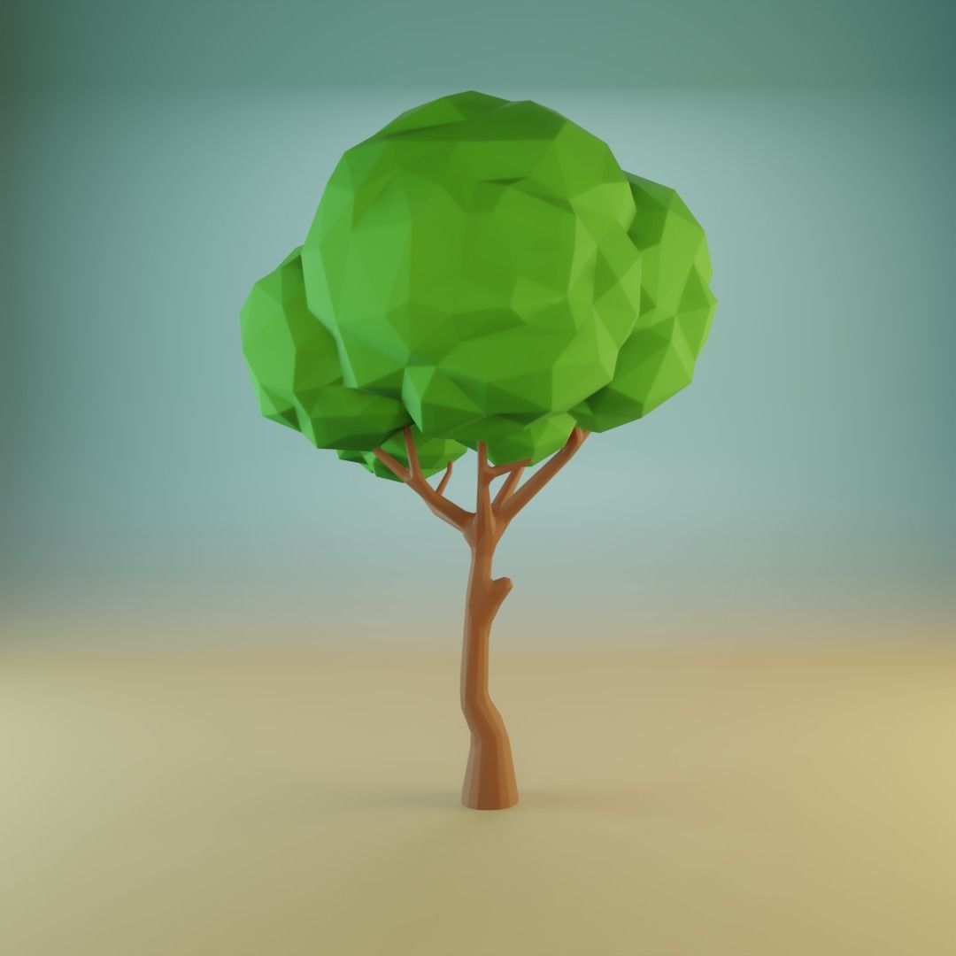 Trees set Low-poly tree with leaves Free low-poly 3D model_7