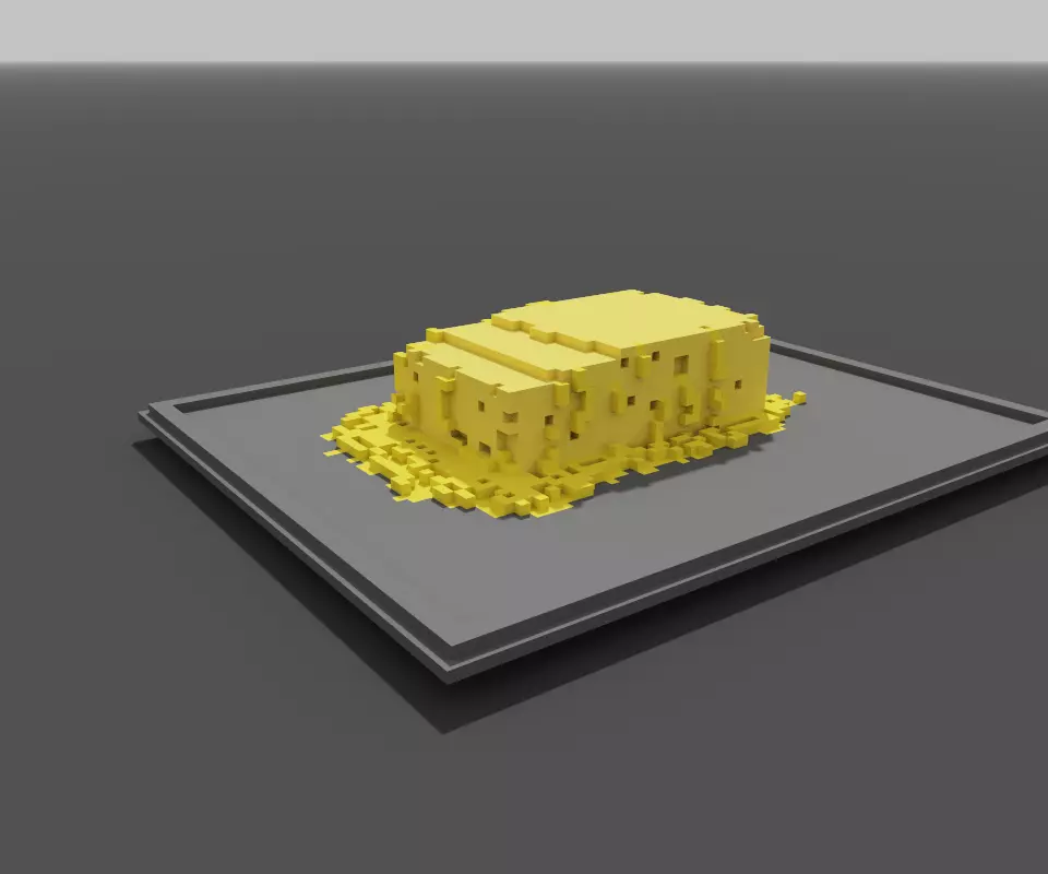 melted butter on a tray Low-poly 3D model_0