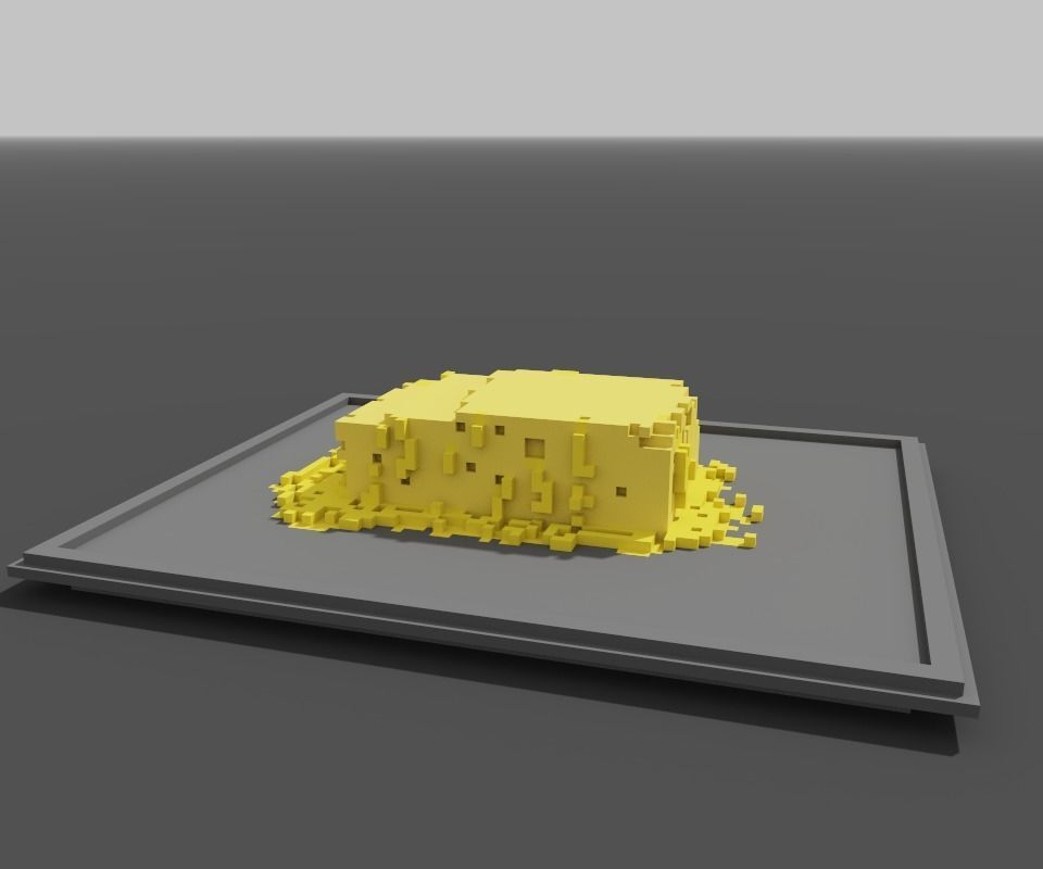 melted butter on a tray Low-poly 3D model_2