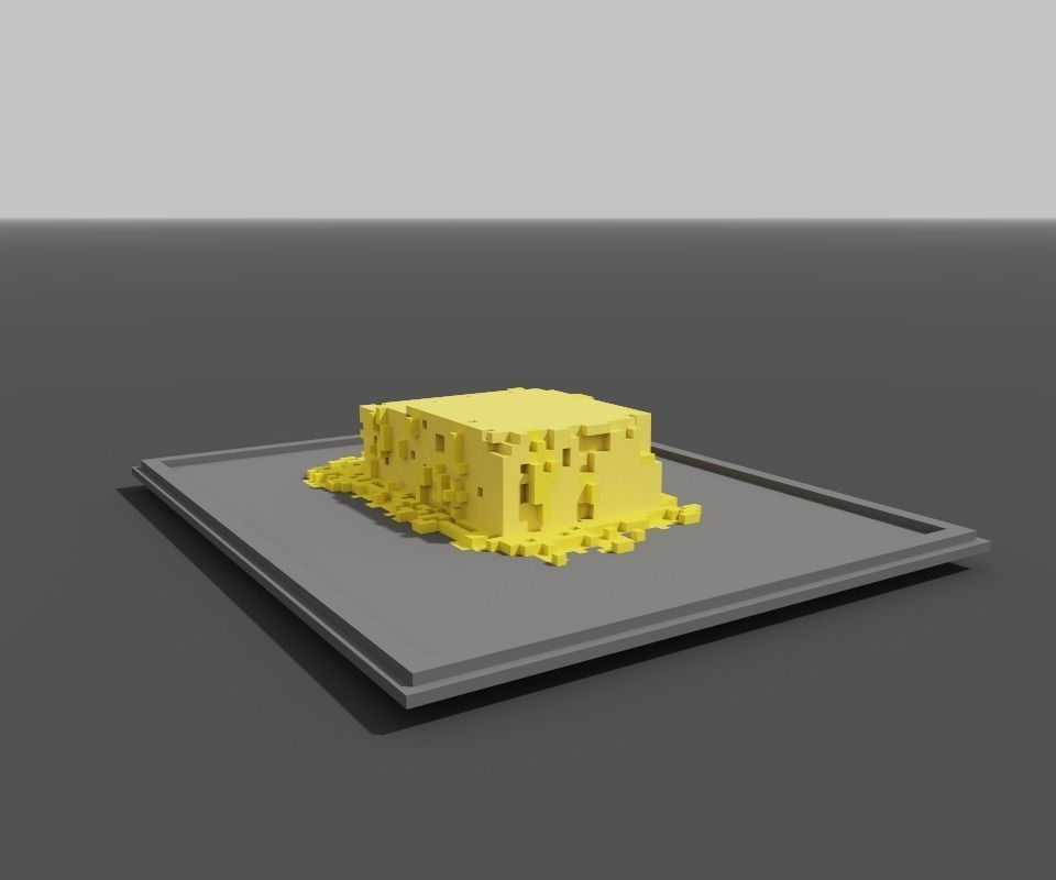 melted butter on a tray Low-poly 3D model_3