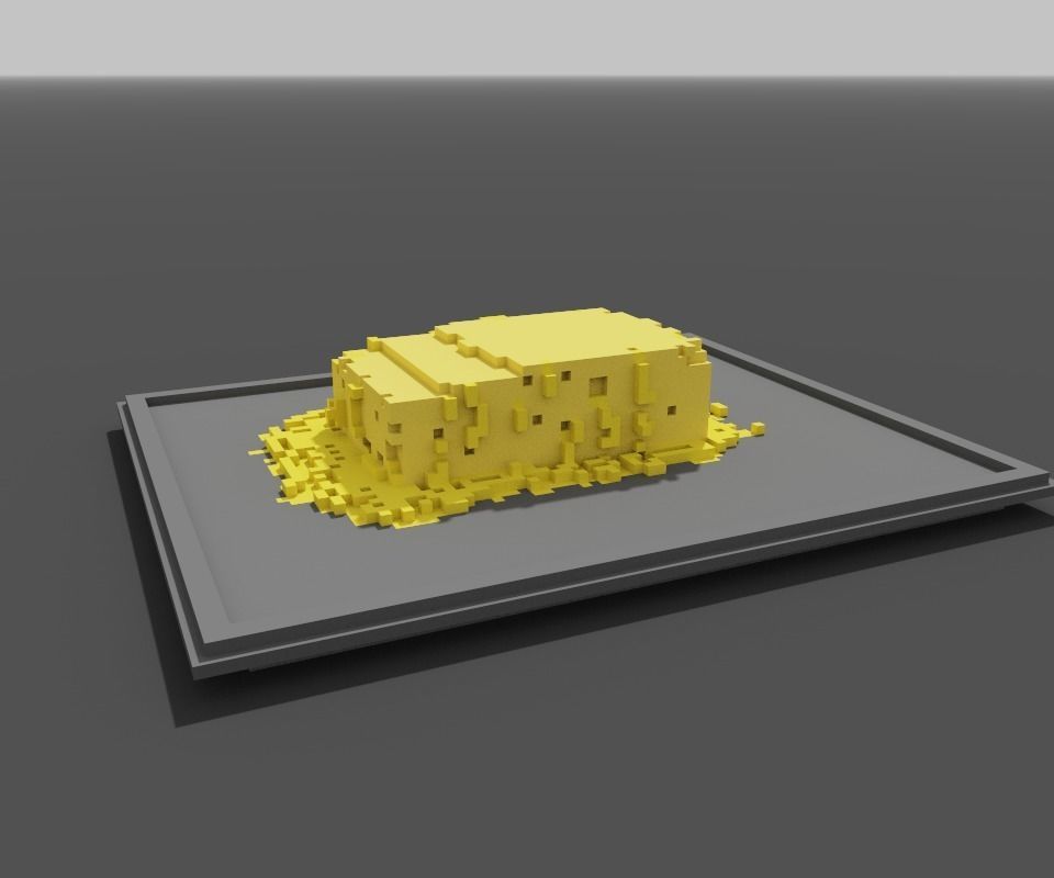 melted butter on a tray Low-poly 3D model_1