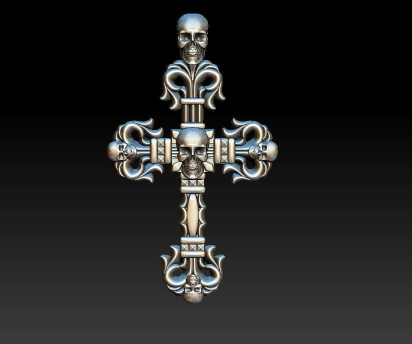 Cross big skull biker  3D print model_8