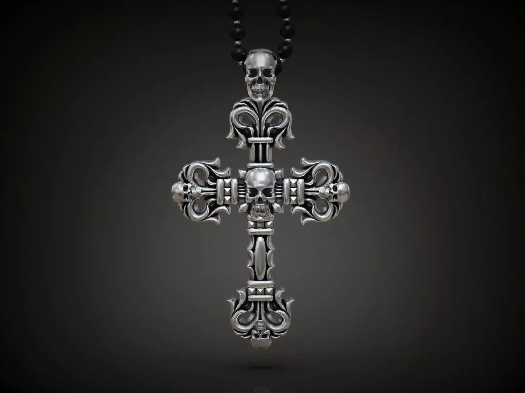 Cross big skull biker  3D print model_0
