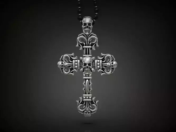 Cross big skull biker 