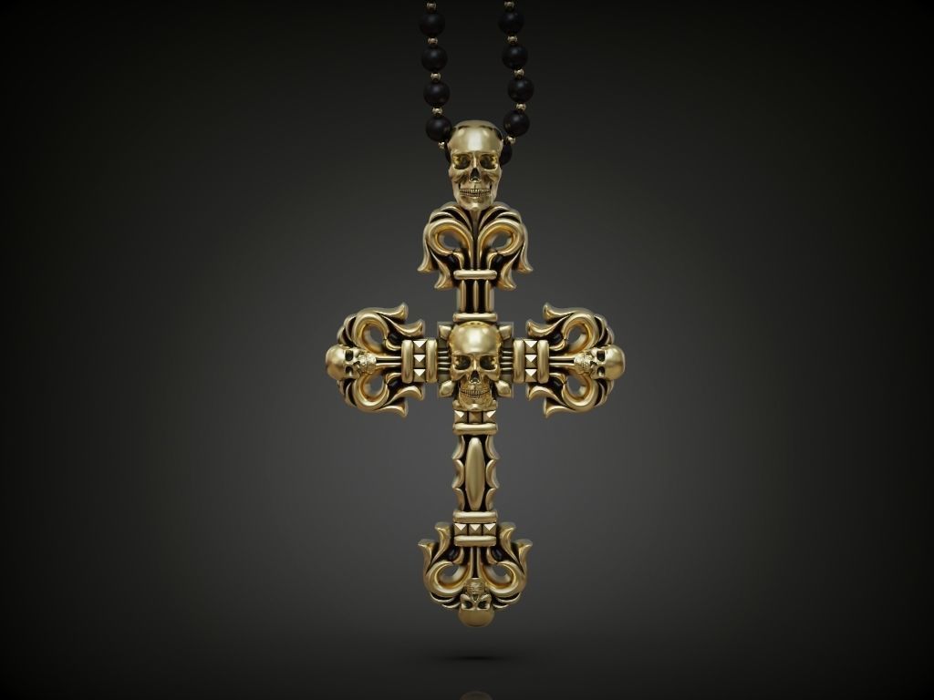 Cross big skull biker  3D print model_2