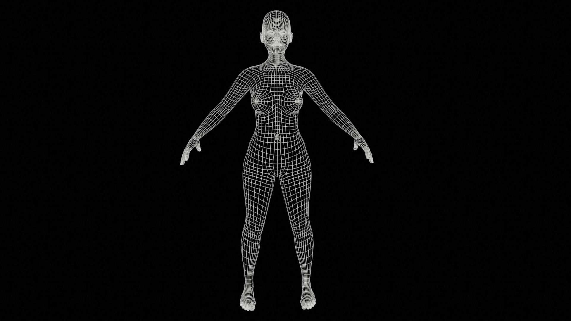 Realistic European Woman with rig Low-poly 3D model_7