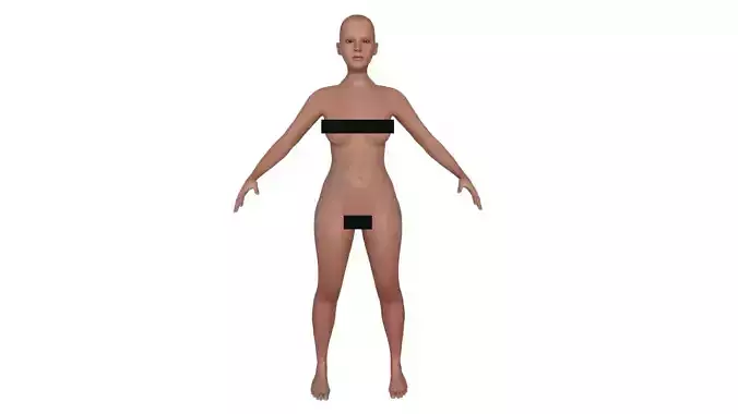 Realistic European Woman with rig Low-poly 3D model