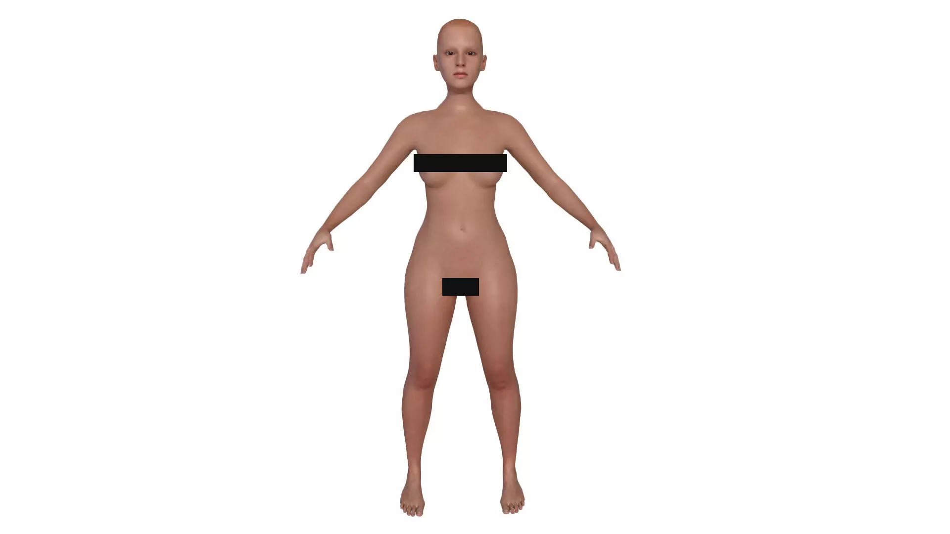 Realistic European Woman with rig Low-poly 3D model_0