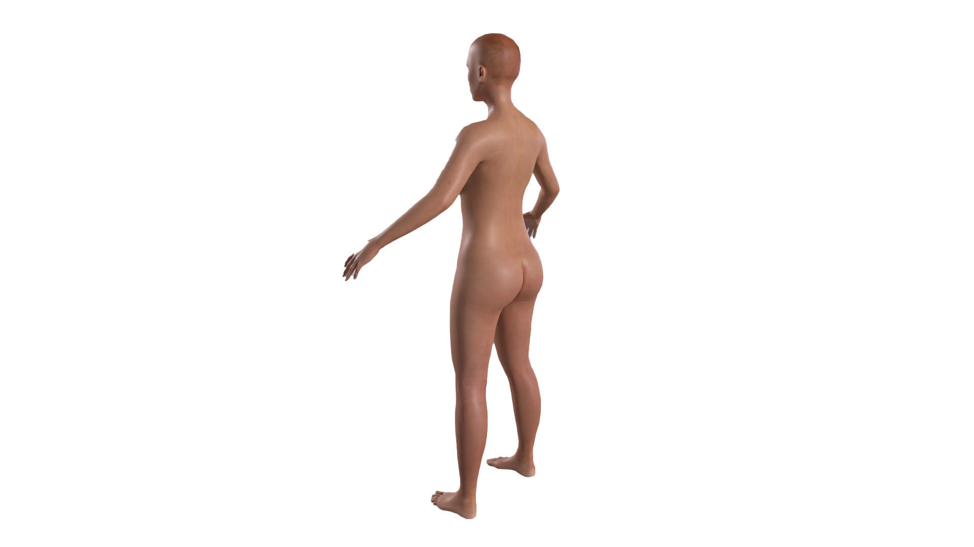 Realistic European Woman with rig Low-poly 3D model_4