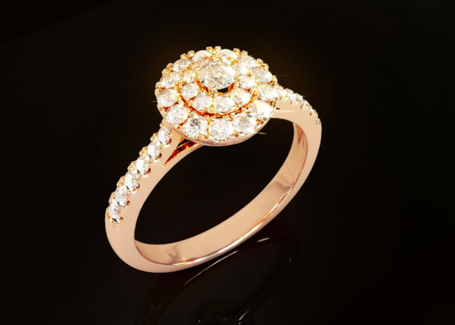 Halo Diamond Ring 3D print model_1