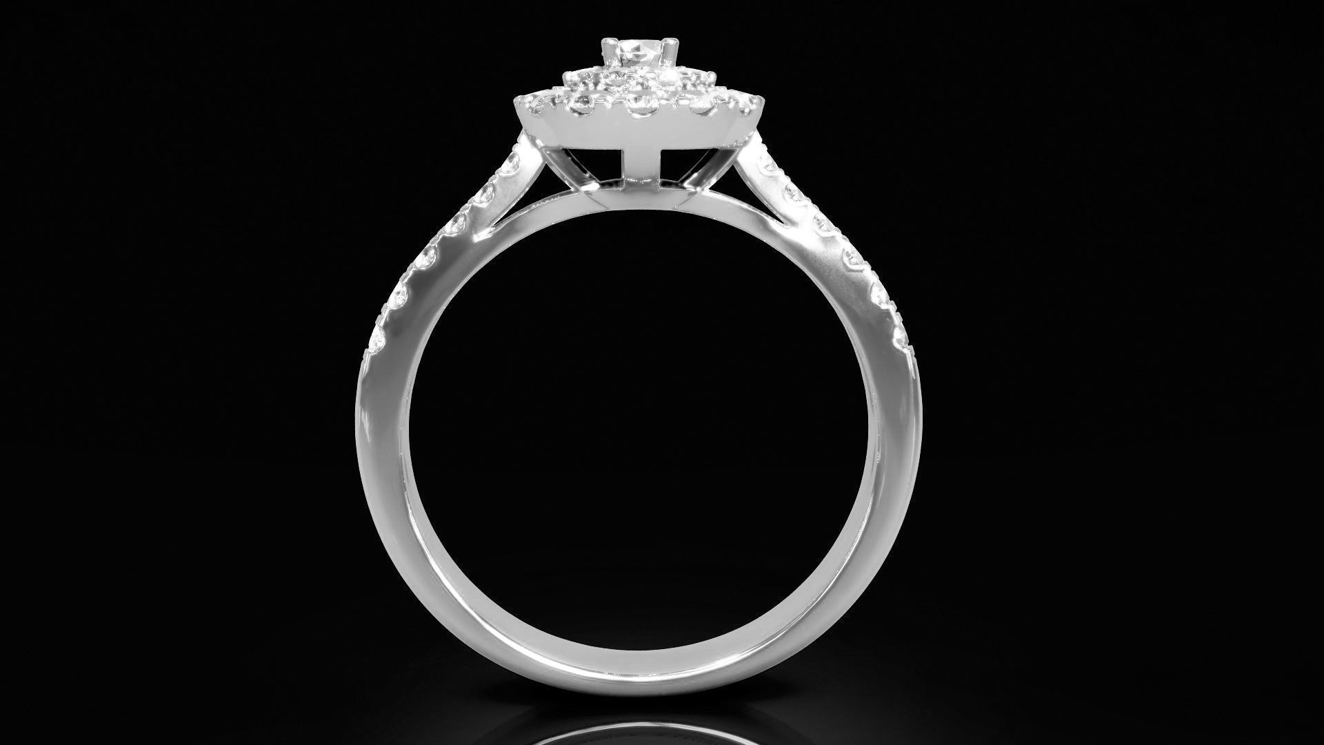 Halo Diamond Ring 3D print model_2